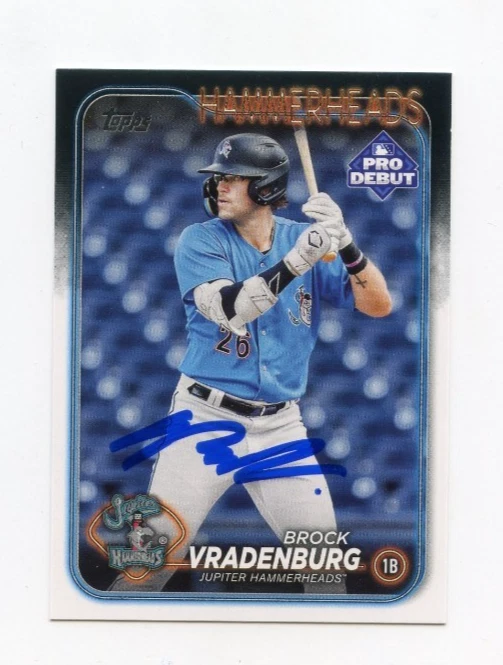 BROCK VRADENBURG SIGNED AUTOGRAPHED 2024 TOPPS PRO DEBUT BASEBALL CARD AUTO