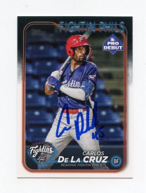CARLOS DE LA CRUZ SIGNED AUTOGRAPHED 2024 TOPPS PRO DEBUT BASEBALL CARD AUTO