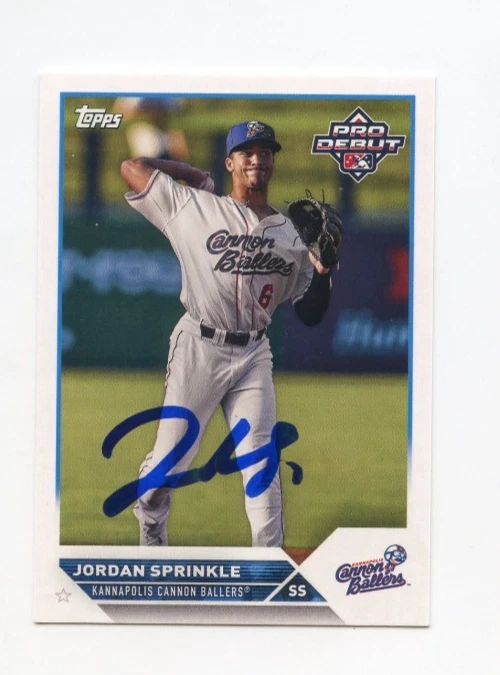 JORDAN SPRINKLE SIGNED AUTOGRAPHED 2023 TOPPS PRO DEBUT BASEBALL CARD AUTO
