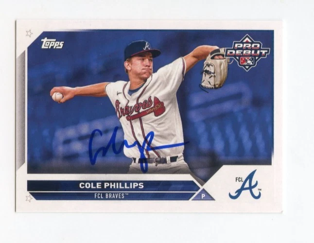 COLE PHILLIPS SIGNED AUTOGRAPHED 2023 TOPPS PRO DEBUT BASEBALL CARD AUTO