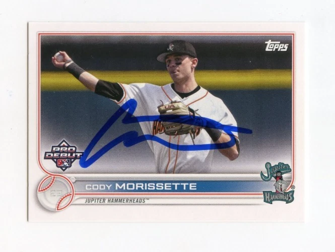 CODY MORISSETTE SIGNED AUTOGRAPHED 2022 TOPPS PRO DEBUT BASEBALL CARD AUTO