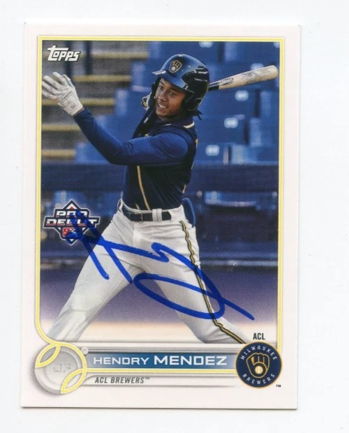 HENDRY MENDEZ SIGNED AUTOGRAPHED 2022 TOPPS PRO DEBUT BASEBALL CARD AUTO