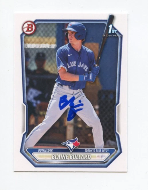 BLAINE BULLARD SIGNED AUTOGRAPHED 2026 BOWMAN BASEBALL CARD AUTO