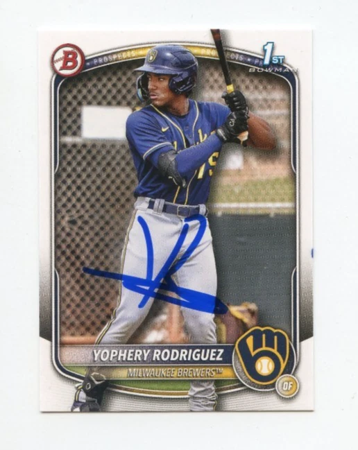 YOPHERY RODRIGUEZ SIGNED AUTOGRAPHED 2025 BOWMAN BASEBALL CARD AUTO