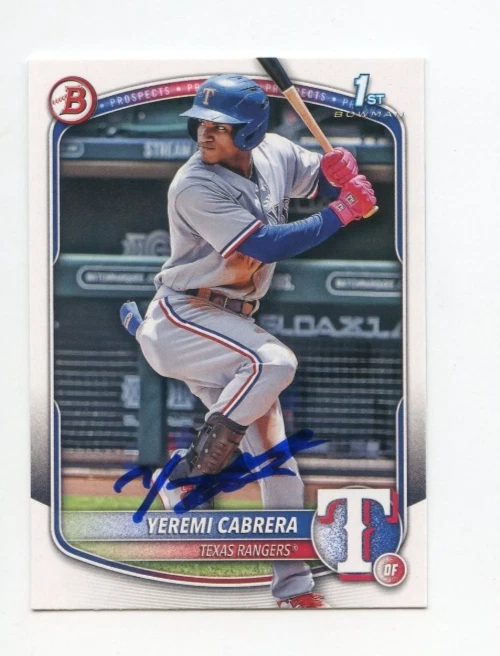 YEREMI CABRERA SIGNED AUTOGRAPHED 2025 BOWMAN BASEBALL CARD AUTO