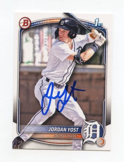 JORDAN YOST SIGNED AUTOGRAPHED 2025 BOWMAN DRAFT BASEBALL CARD AUTO