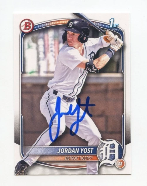 JORDAN YOST SIGNED AUTOGRAPHED 2025 BOWMAN DRAFT BASEBALL CARD AUTO