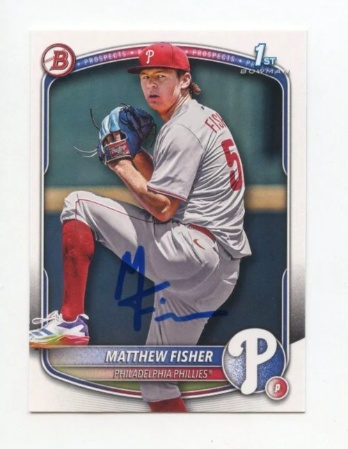 MATTHEW FISHER SIGNED AUTOGRAPHED 2025 BOWMAN DRAFT BASEBALL CARD AUTO