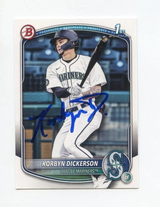 KORBYN DICKERSON SIGNED AUTOGRAPHED 2025 BOWMAN DRAFT BASEBALL CARD AUTO