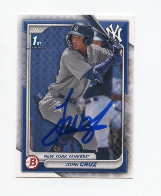 JOHN CRUZ SIGNED AUTOGRAPHED 2024 BOWMAN BASEBALL CARD AUTO