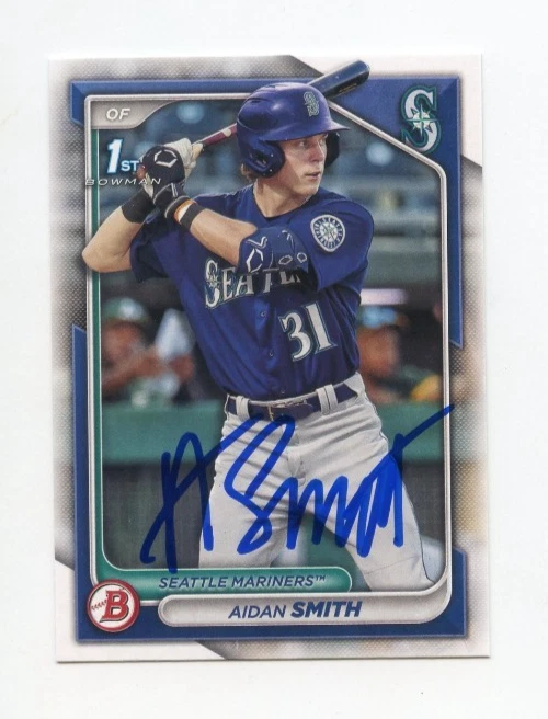 AIDAN SMITH SIGNED AUTOGRAPHED 2024 BOWMAN BASEBALL CARD AUTO