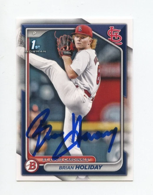 BRIAN HOLIDAY SIGNED AUTOGRAPHED 2024 BOWMAN DRAFT BASEBALL CARD AUTO