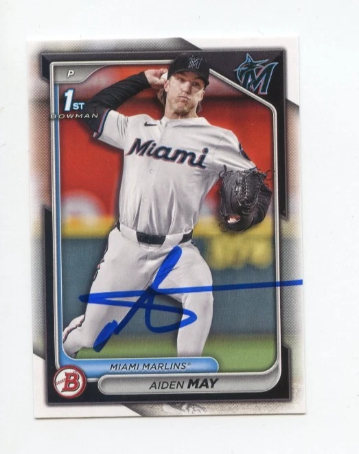 AIDEN MAY SIGNED AUTOGRAPHED 2024 BOWMAN DRAFT BASEBALL CARD AUTO