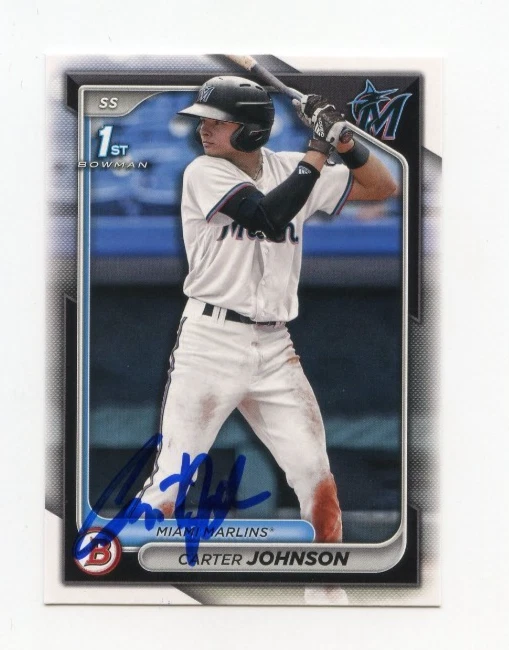 CARTER JOHNSON SIGNED AUTOGRAPHED 2024 BOWMAN DRAFT BASEBALL CARD AUTO