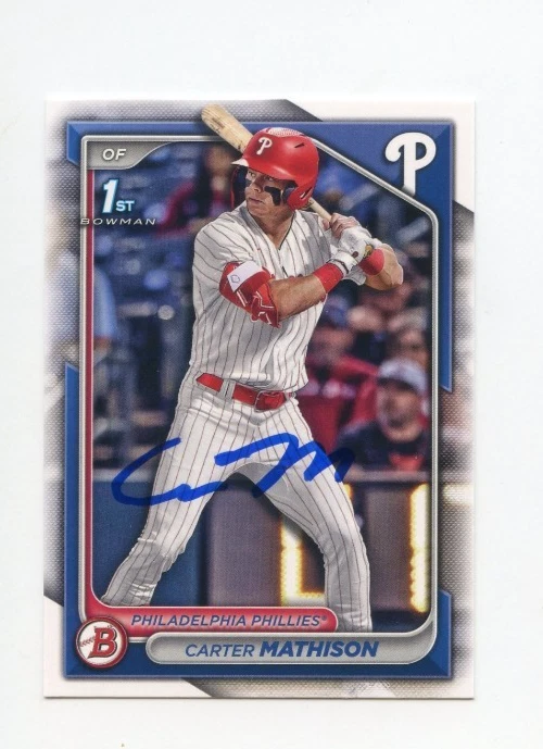 CARTER MATHISON SIGNED AUTOGRAPHED 2024 BOWMAN DRAFT BASEBALL CARD AUTO