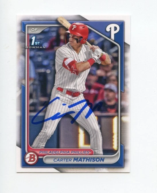 CARTER MATHISON SIGNED AUTOGRAPHED 2024 BOWMAN DRAFT BASEBALL CARD AUTO