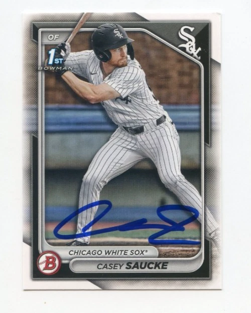 CASEY SAUCKE SIGNED AUTOGRAPHED 2024 BOWMAN DRAFT BASEBALL CARD AUTO