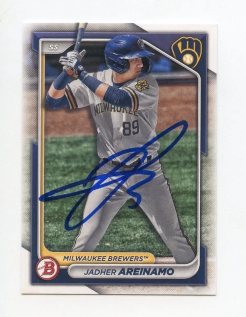 JADHER AREINAMO SIGNED AUTOGRAPHED 2024 BOWMAN BASEBALL CARD AUTO