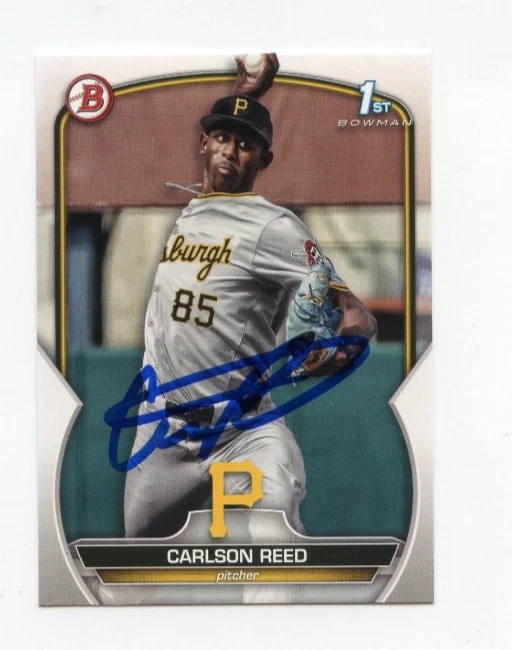 CARLSON REED SIGNED AUTOGRAPHED 2023 BOWMAN DRAFT BASEBALL CARD AUTO