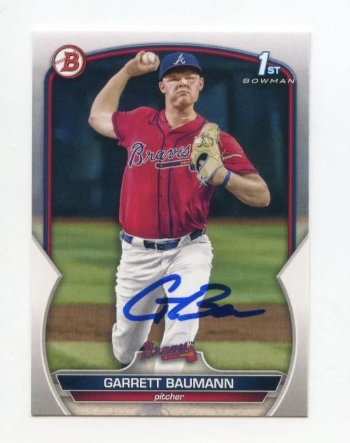 GARRETT BAUMANN SIGNED AUTOGRAPHED 2023 BOWMAN DRAFT BASEBALL CARD AUTO