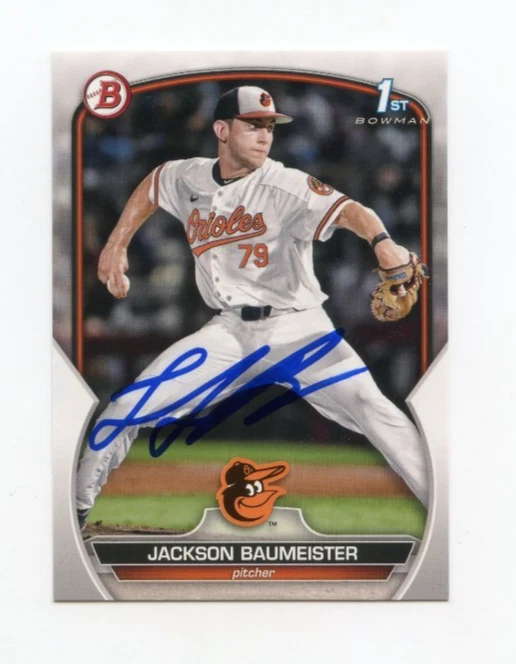 JACKSON BAUMEISTER SIGNED AUTOGRAPHED 2023 BOWMAN DRAFT BASEBALL CARD AUTO