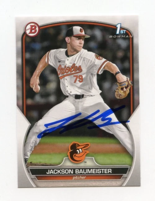 JACKSON BAUMEISTER SIGNED AUTOGRAPHED 2023 BOWMAN DRAFT BASEBALL CARD AUTO