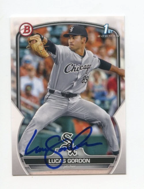 LUCAS GORDON SIGNED AUTOGRAPHED 2023 BOWMAN DRAFT BASEBALL CARD AUTO