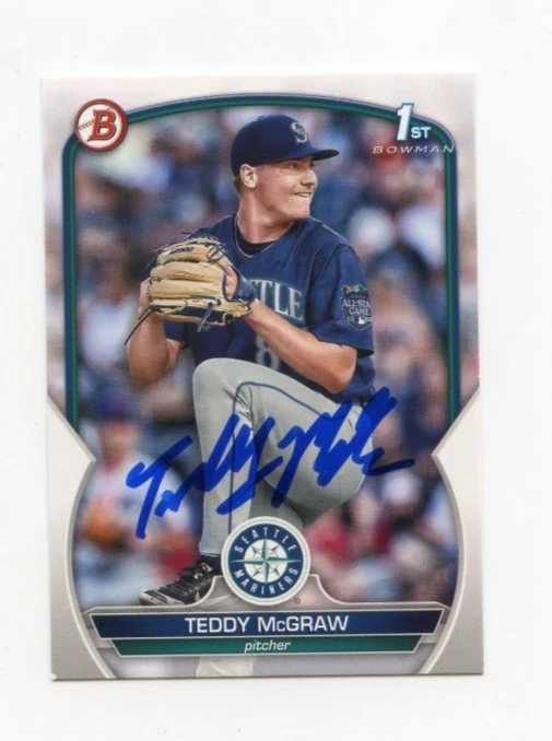 TEDDY MCGRAW SIGNED AUTOGRAPHED 2023 BOWMAN DRAFT BASEBALL CARD AUTO