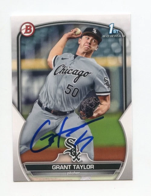 GRANT TAYLOR SIGNED AUTOGRAPHED 2023 BOWMAN DRAFT BASEBALL CARD AUTO