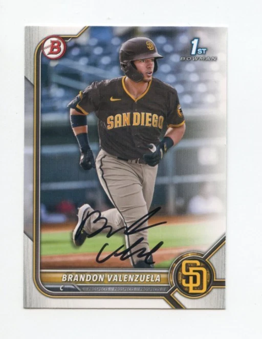 BRANDON VALENZUELA SIGNED AUTOGRAPHED 2022 BOWMAN BASEBALL CARD AUTO
