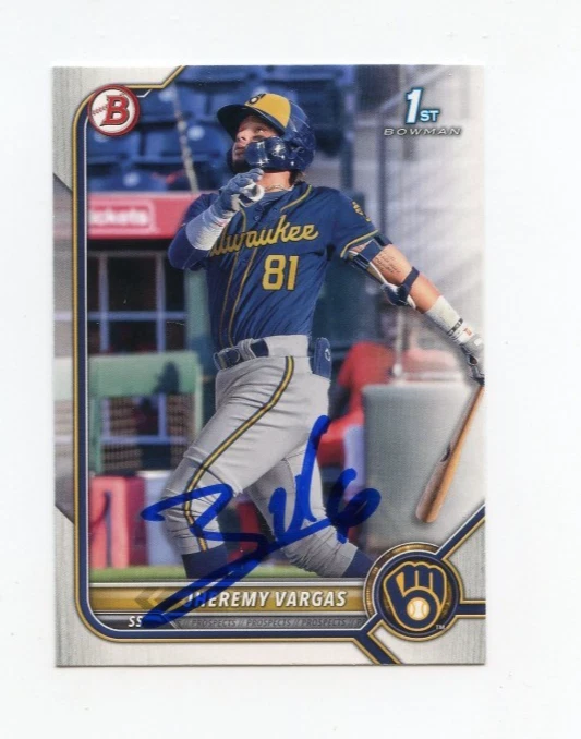 JHEREMY VARGAS SIGNED AUTOGRAPHED 2022 BOWMAN BASEBALL CARD AUTO