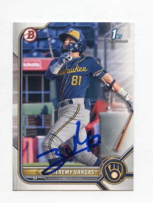 JHEREMY VARGAS SIGNED AUTOGRAPHED 2022 BOWMAN BASEBALL CARD AUTO