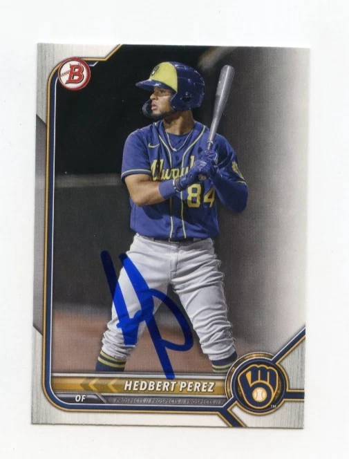 HEDBERT PEREZ SIGNED AUTOGRAPHED 2022 BOWMAN BASEBALL CARD AUTO