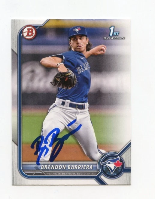 BRANDON BARRIERA SIGNED AUTOGRAPHED 2022 BOWMAN DRAFT BASEBALL CARD AUTO