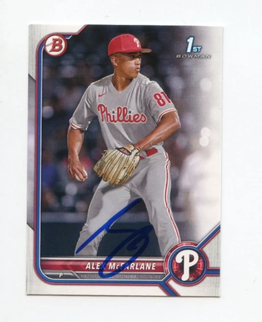 ALEX MCFARLANE SIGNED AUTOGRAPHED 2022 BOWMAN DRAFT BASEBALL CARD AUTO