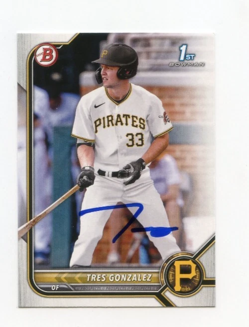 TRES GONZALEZ SIGNED AUTOGRAPHED 2022 BOWMAN DRAFT BASEBALL CARD AUTO