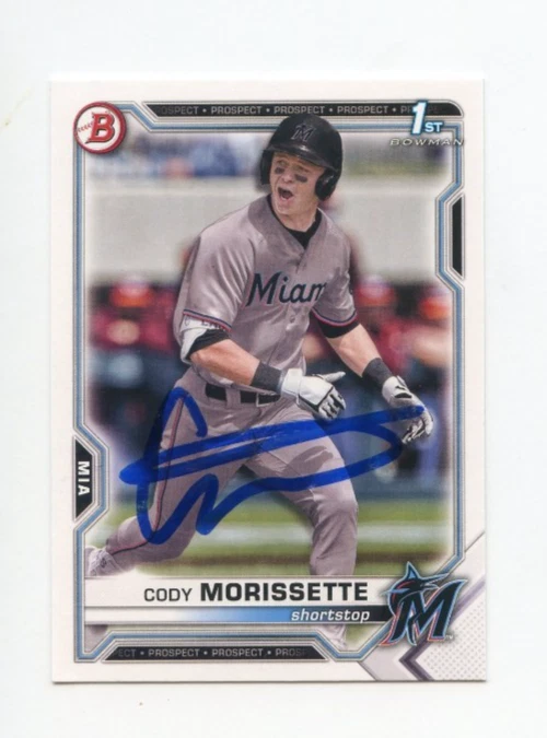 CODY MORISSETTE SIGNED AUTOGRAPHED 2021 BOWMAN DRAFT BASEBALL CARD AUTO