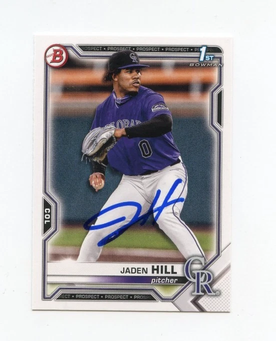 JADEN HILL SIGNED AUTOGRAPHED 2021 BOWMAN DRAFT BASEBALL CARD AUTO