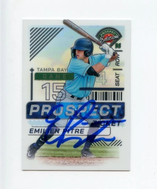 EMILIEN PITRE SIGNED 2024 PANINI PROSEPCT EDITION CHROME BASEBALL CARD AUTO