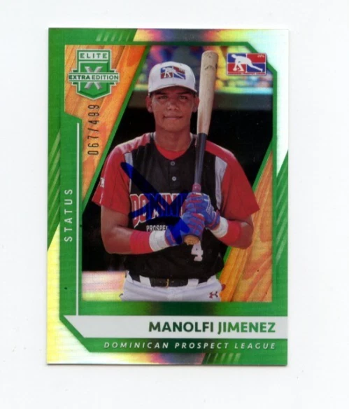 MANOLFI JIMENEZ SIGNED 2021 PANINI ELITE BASEBALL CARD AUTO