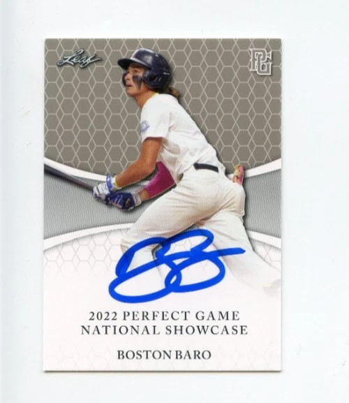 BOSTON BARO SIGNED 2022 LEAF PERFECT GAME BASEBALL CARD AUTO