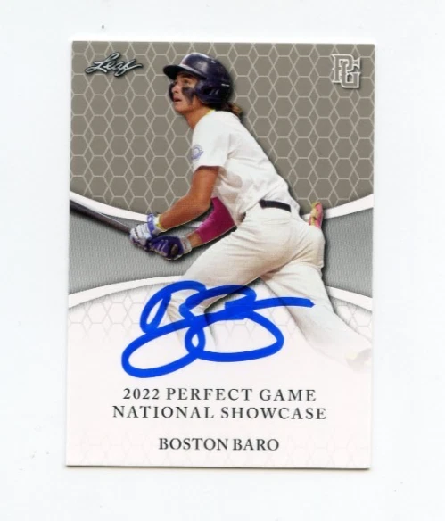 BOSTON BARO SIGNED 2022 LEAF PERFECT GAME BASEBALL CARD AUTO