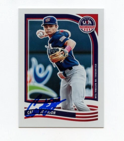 CARTER JOHNSON SIGNED 2024 USA BASEBALL STARS & STRIPES CARD AUTO