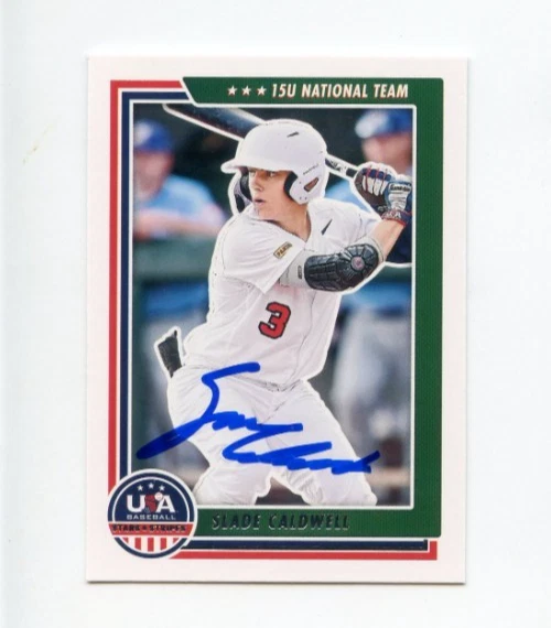 SLADE CALDWELL SIGNED 2022 USA BASEBALL STARS & STRIPES CARD AUTO