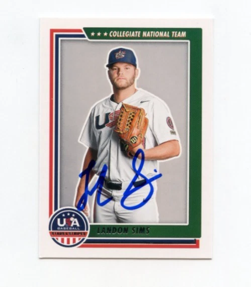 LANDON SIMS SIGNED 2022 USA BASEBALL STARS & STRIPES CARD AUTO