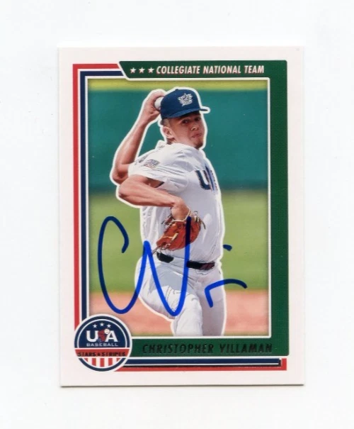 CHRISTOPHER VILLAMAN SIGNED 2022 USA BASEBALL STARS & STRIPES CARD AUTO