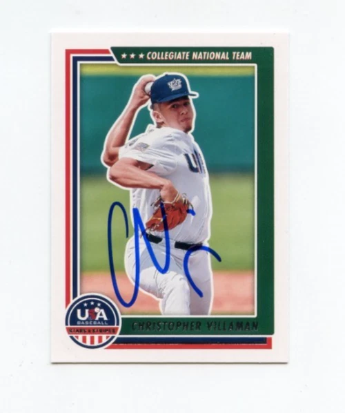 CHRISTOPHER VILLAMAN SIGNED 2022 USA BASEBALL STARS & STRIPES CARD AUTO