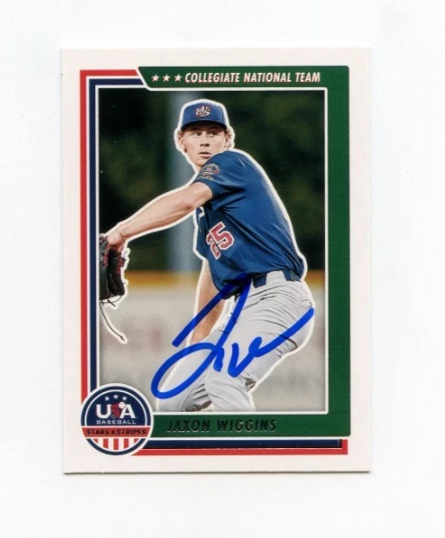 JAXON WIGGINS SIGNED 2022 USA BASEBALL STARS & STRIPES CARD AUTO