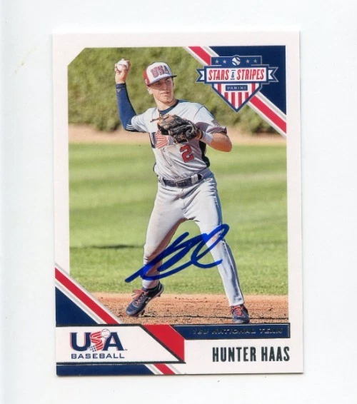 HUNTER HAAS SIGNED 2020 USA BASEBALL STARS & STRIPES CARD AUTO
