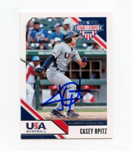 CASEY OPITZ SIGNED 2020 USA BASEBALL STARS & STRIPES CARD AUTO